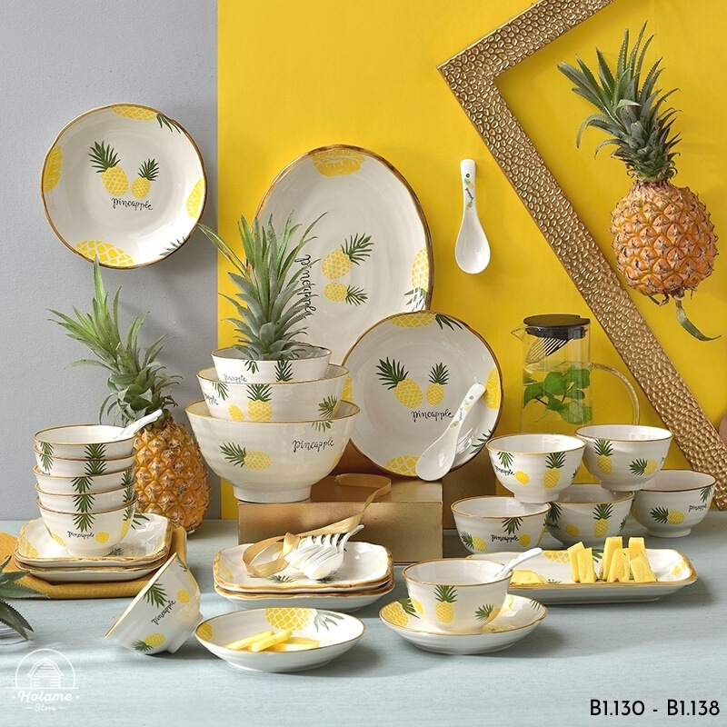 Bộ bát đĩa, sứ hình dứa